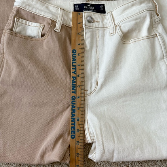Hollister High Waist straight leg split color Cream Tan Cropped Jeans 5R 27w 27l - Picture 4 of 9